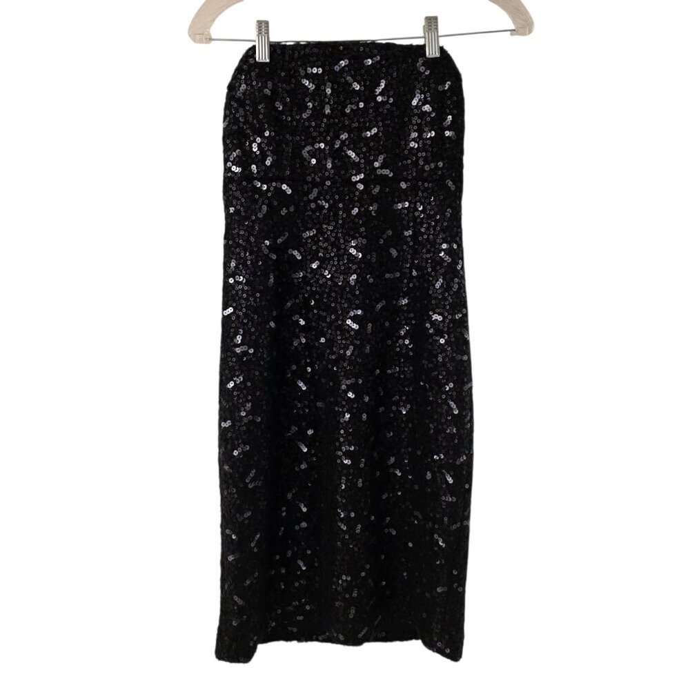 Banana Republic Strapless Black Sequin Sheath Cocktail Dress Sz 6 Lined
